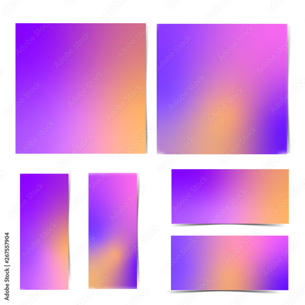Soft color abstract gradients. Blurred vector  gradients backgrounds set. 