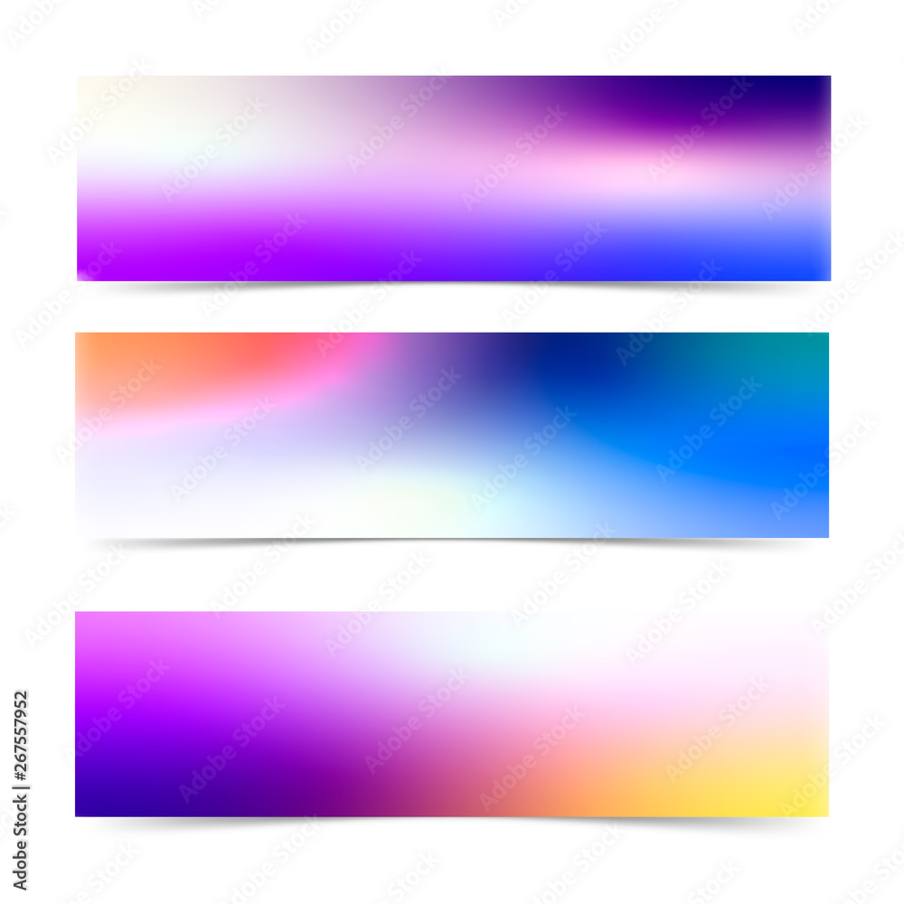 Soft color abstract gradients. Blurred vector  gradients backgrounds set. 