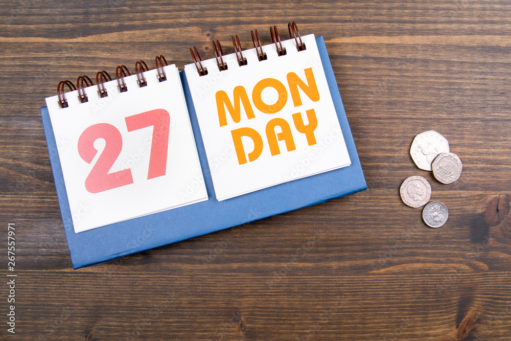 27 May, Monday, Spring bank holiday in UK. Paper calendar on wooden table  Stock Photo | Adobe Stock