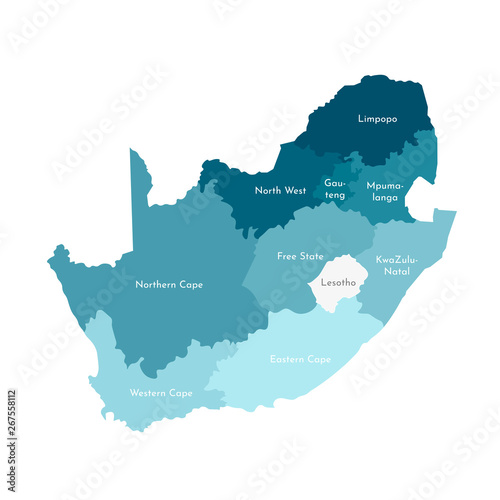 Obraz na płótnie Vector isolated illustration of simplified administrative map of South Africa