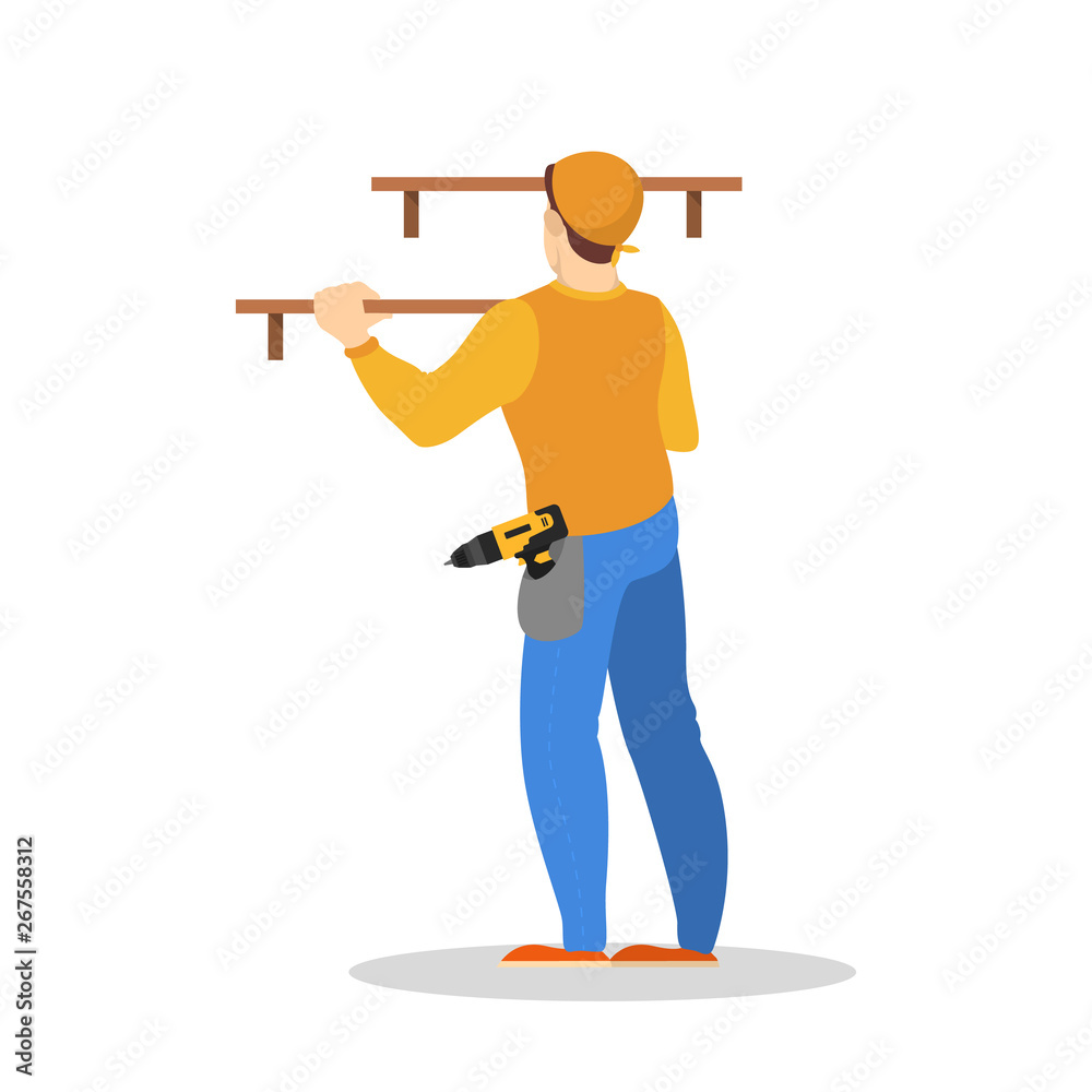 Obraz premium Professional worker in the uniform install shelf