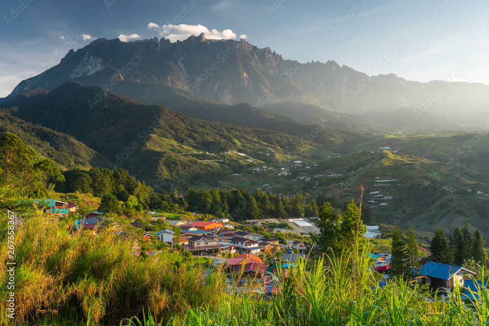 Kinabalu mountain peak, highest peak in Malaysia in a morning sunrise, Sabah, Malaysia