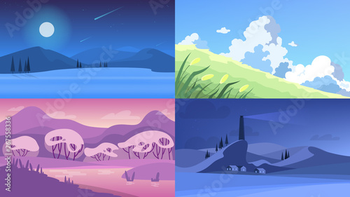 Landscape set. Various outdoor view on the nature