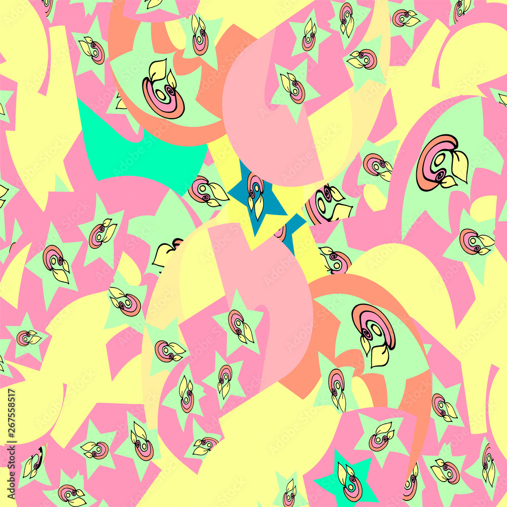 Abstract pattern of stars , ovals and geometric shapes Abstract pattern of stars , ovals and geometric shapes