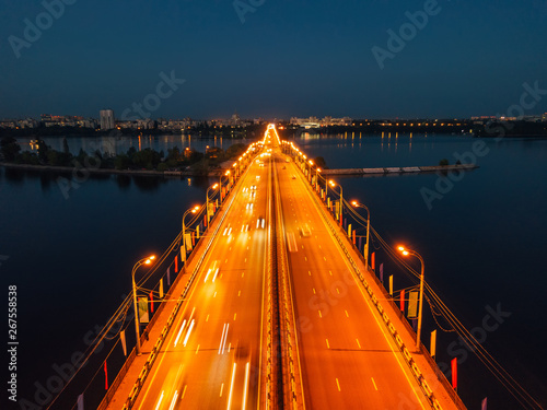 Evening summer Voronezh, Chernavsky bridge, aerial view photo