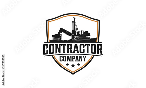 Trench digger and drill rig logo design