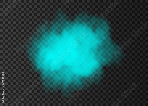 Blue smoke circle or fog  track isolated on transparent background.
