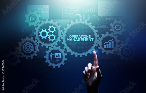 Operation management Business process control optimisation industrial technology concept.