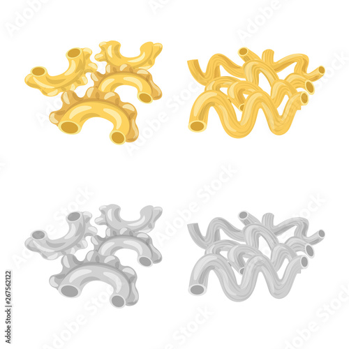 Isolated object of pasta and carbohydrate icon. Collection of pasta and macaroni vector icon for stock.