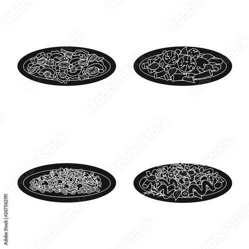 Vector design of pasta and carbohydrate icon. Set of pasta and macaroni vector icon for stock.