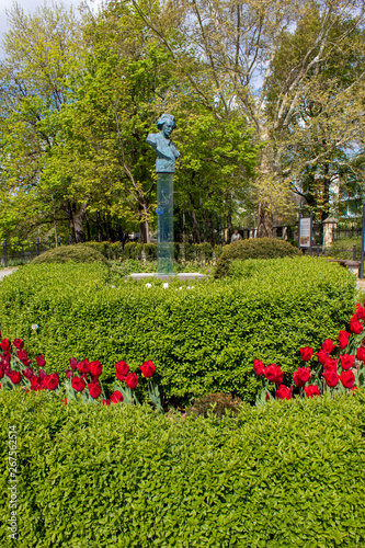 Architecture, attractions, transportation and people in a beautiful spring historical Wroclaw, Polish city.