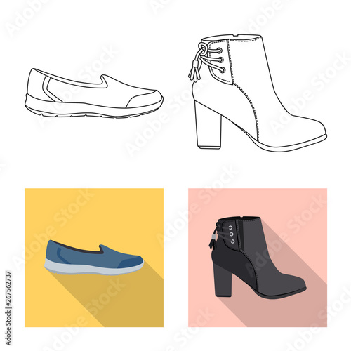 Vector design of footwear and woman sign. Collection of footwear and foot vector icon for stock.