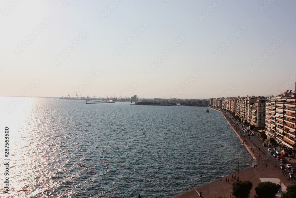 The seafront and the harbor in Thessaloniki Greece