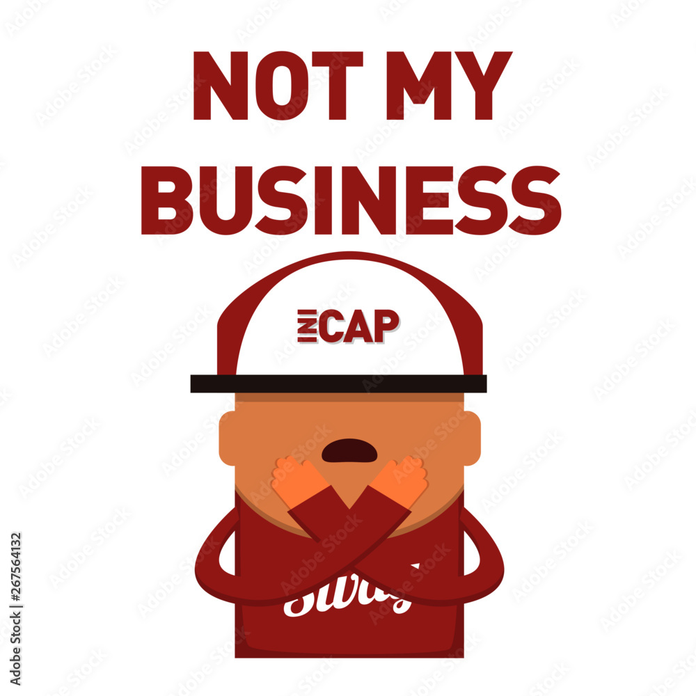 Swag boy with red clothes, hat and shoes saying not my business with  crossed hands Stock Vector | Adobe Stock