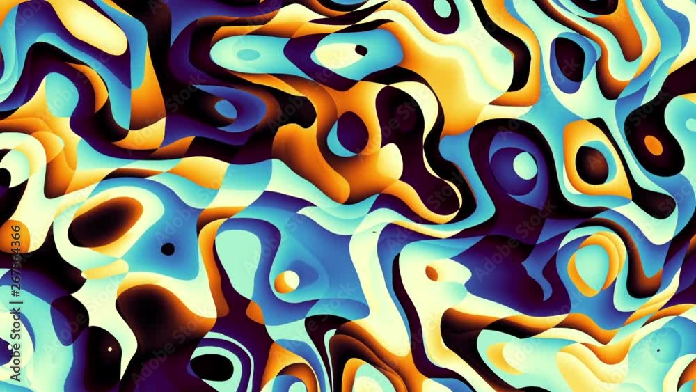 Moving random wavy texture. Psychedelic animated background. Transform abstract curved shapes. Looping footage. Moving random wavy texture. Psychedelic animated background. Transform abstract curved shapes. Looping footage.