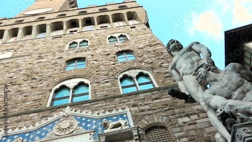 Famous Ercole e Caco statue by artist Bandinelli in front of Palazzo Vecchio, Florence, Tuscany, Italy. Things to do in Italy, best place to visit, Firenze sightseeing, tourism destination