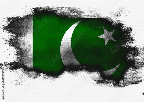 Pakistan flag painted with brush