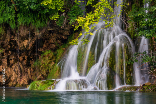 Lovely waterfall in Plitvice Lakes National Park  Croatia
