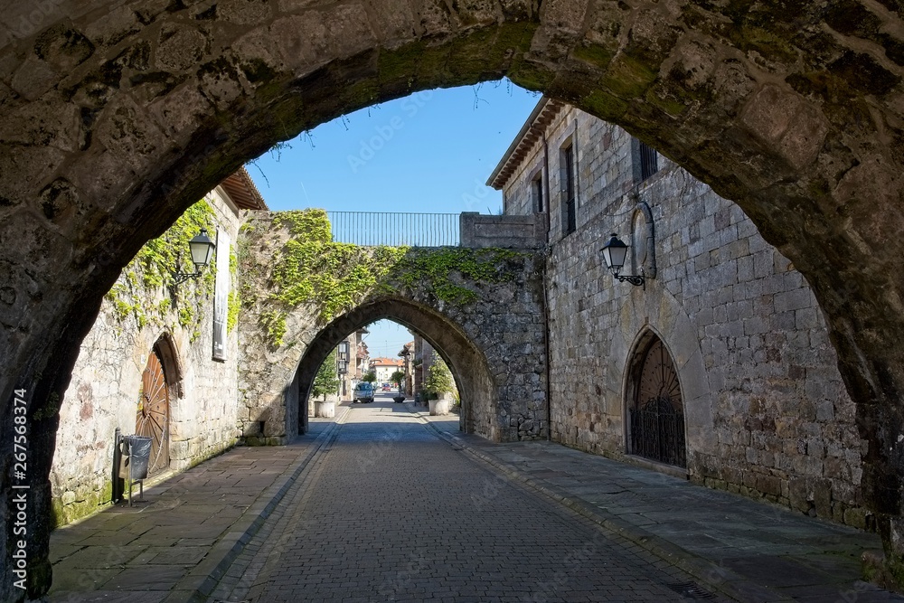 Medieval archs in small town in Spain