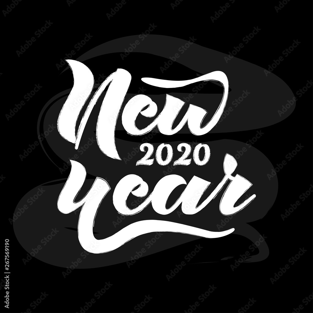 New year 2020 hand lettering vector illustration on chalkboard. New year 2020 hand lettering vector illustration on chalkboard.