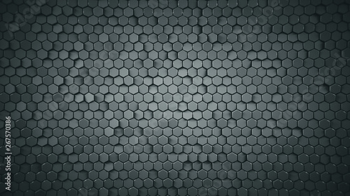 Geometric background with grey hexagons abstract 3D render