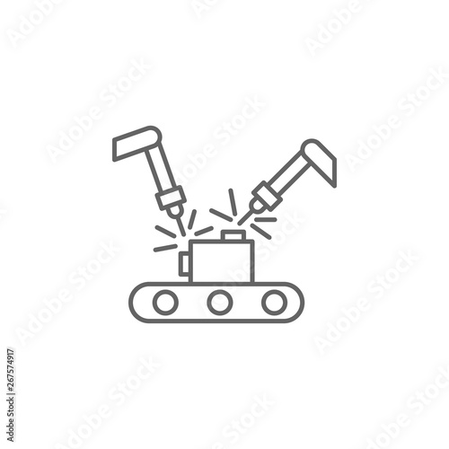 Industry flat, factory, industrial, machine, manufacturing, technology, welding icon
