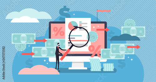 Cash flow vector illustration. Flat tiny money management persons concept.