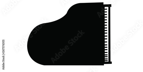 Fototapeta concert grand piano and empty pianist bench - classical musical instrument ready for performance black vector outline and silhouette set