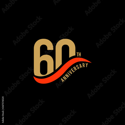 60 Year Anniversary Gold Vector Template Design Illustration