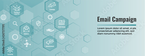 Email marketing campaigns icon set - web header banner