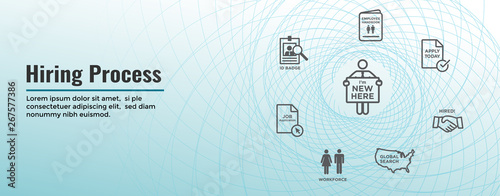 New Employee Hiring Process icon set - Web Header Banner