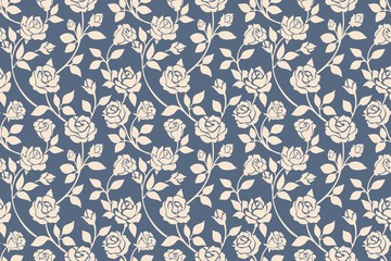 Crédence de cuisine Motifs floraux patrons Motif floral roses bleues répété  © vectortatu