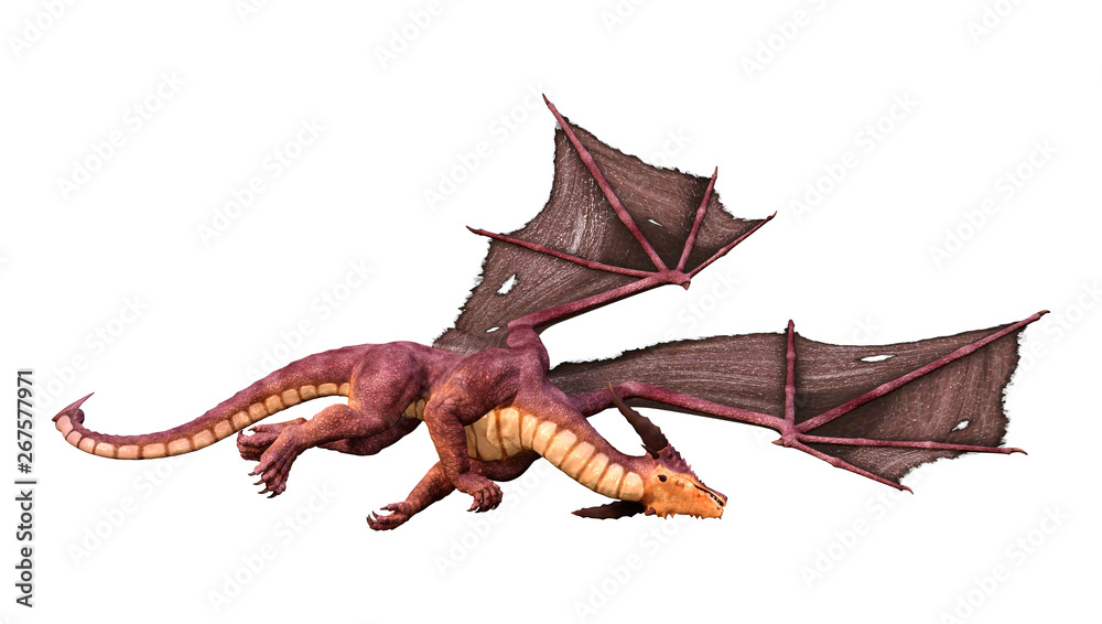 3D Rendering Fairy Tale Dragon on White 3D Rendering Fairy Tale Dragon on White