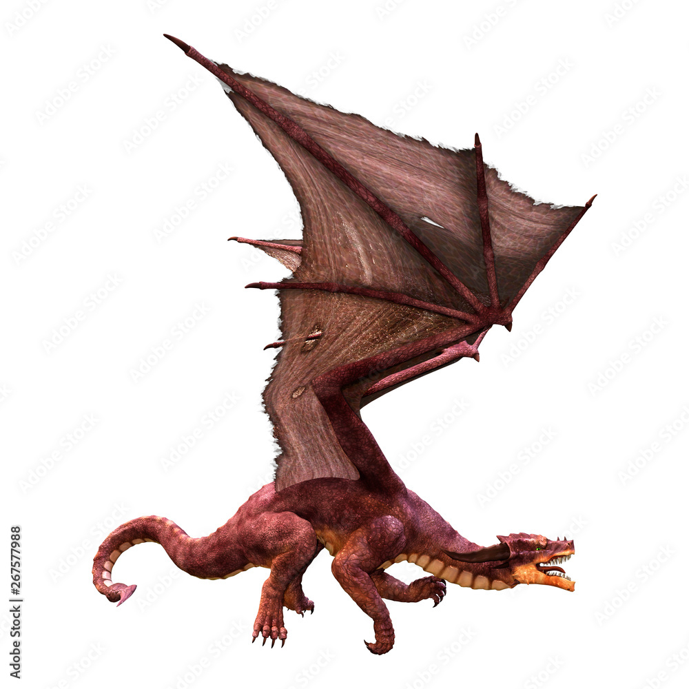 3D Rendering Fairy Tale Dragon on White 3D Rendering Fairy Tale Dragon on White