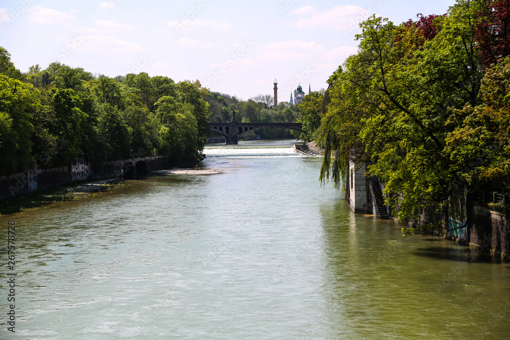 View from the Ludwigsbridge in Munich, Bavaria, tourism View from the Ludwigsbridge in Munich, Bavaria, tourism