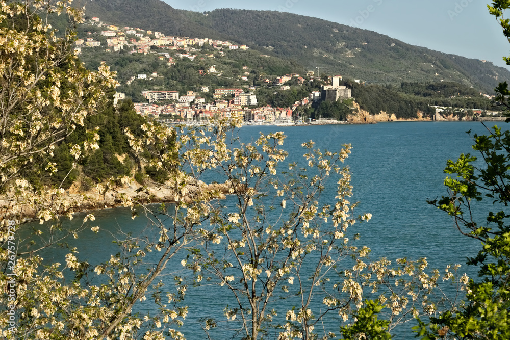 The town of Lerici and its castle overlooking the sea of Liguria