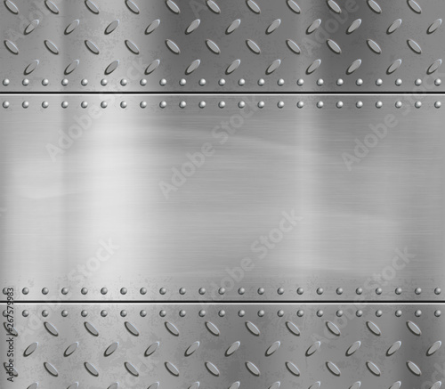 Metal blank polished plate with rivets and pattern