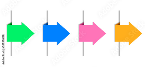 Vector Arrows Bookmarks, Colorful Design Elements Isolated on White Background, Note Paper and Colored Arrow Signs.