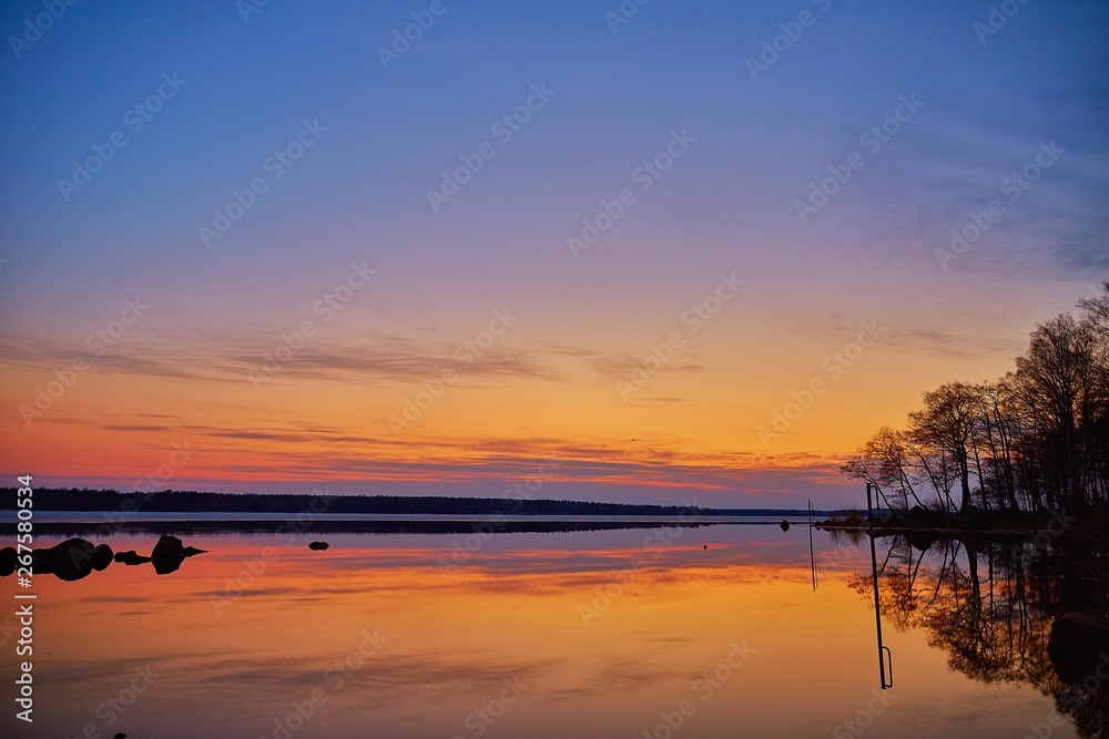 Sky sunset lake sea 