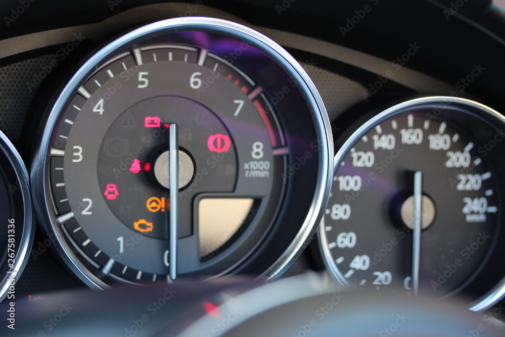 Fototapeta premium Car tachometer with warning lights