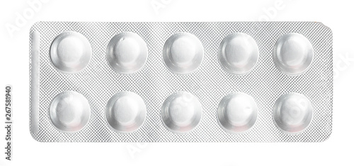 Slika na platnu Silver blister packs pills isolated on white