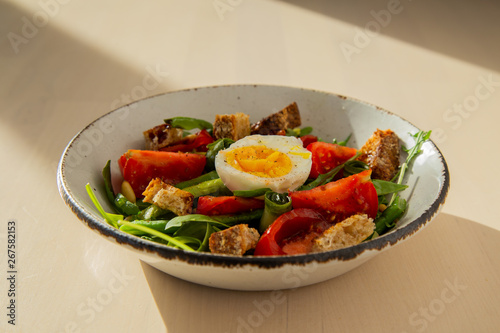 Bruschetta Salad with a Boiled Egg