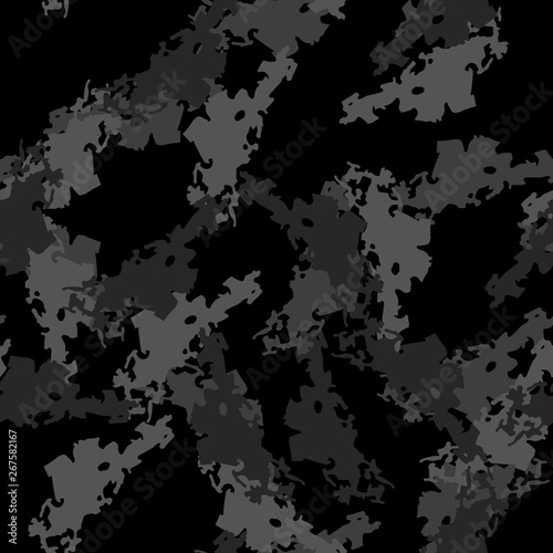 Urban camouflage of various shades of black and grey colors
