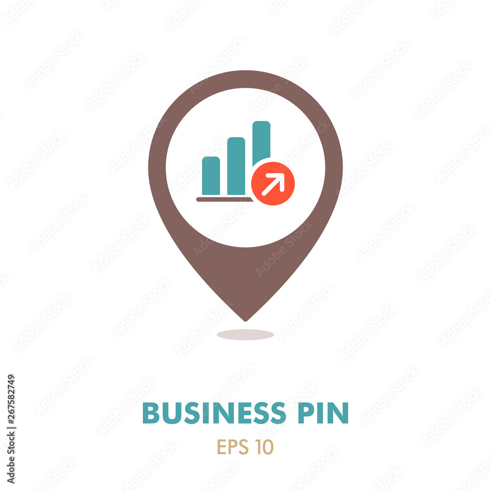Obraz premium Growth graph outline pin map icon. Finances sign