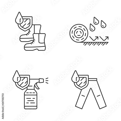 Waterproofing linear icons set