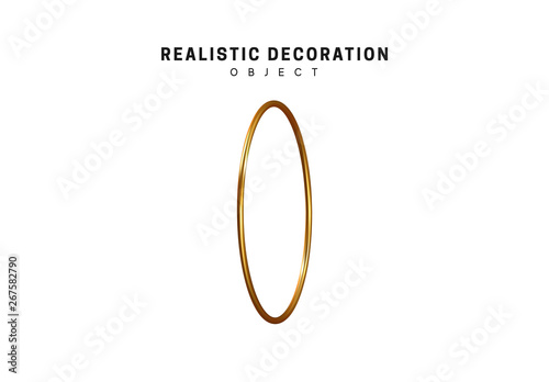 Golden geometric 3d object isolated on white background