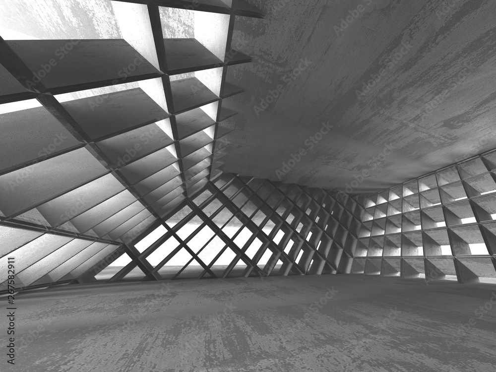 Obraz premium Dark concrete empty room. Modern architecture design