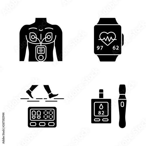 Medical devices glyph icons set