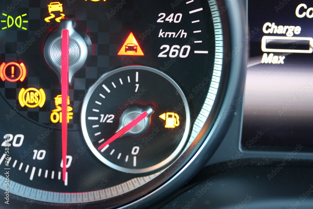 Fototapeta premium Fuel gauge and warning lights