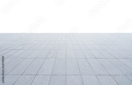 Empty concrete marble floor with perspective line isolated on white background ,Commercial advertising concept use background . © jamesteohart